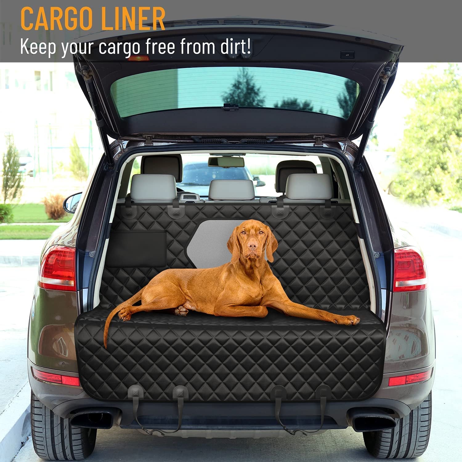 Dog Car Seat Cover Car Seat Protector- Dog Seat Cover for Back Seat of Suvs, Trucks, Cars - Waterproof & Convertible Vehicle Dog Hammock for Car Backseat - Mesh Window - Black